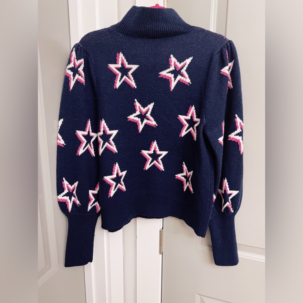 GAP Navy Blue Star Print Knit Pullover Sweater Size Medium - Picture 5 of 5